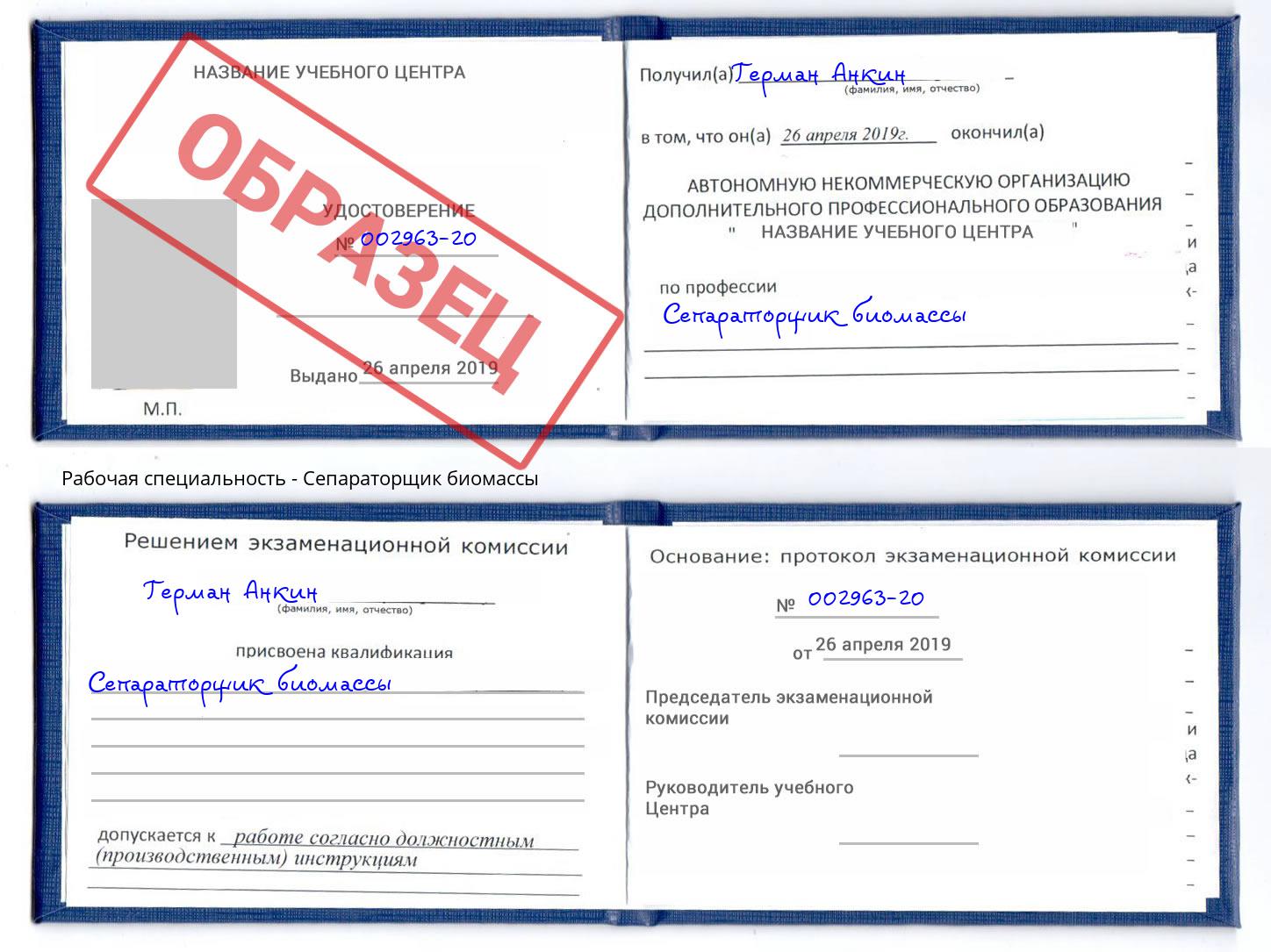 Сепараторщик биомассы Кыштым