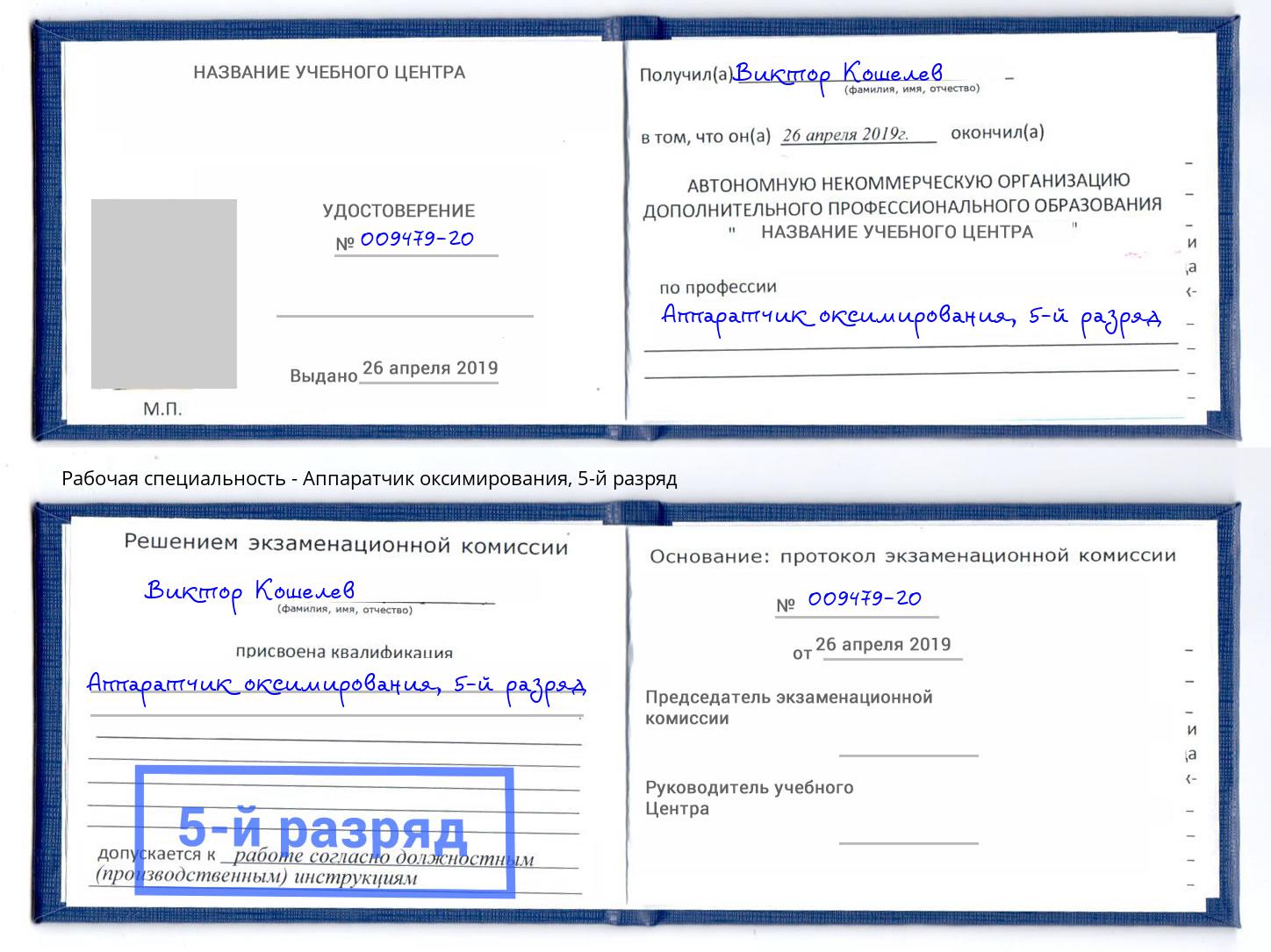 корочка 5-й разряд Аппаратчик оксимирования Кыштым